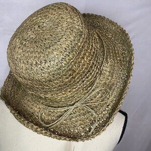 NWT Jeanne Simmons Womens Wide Brim Woven Natural Straw Sun Hat One Size